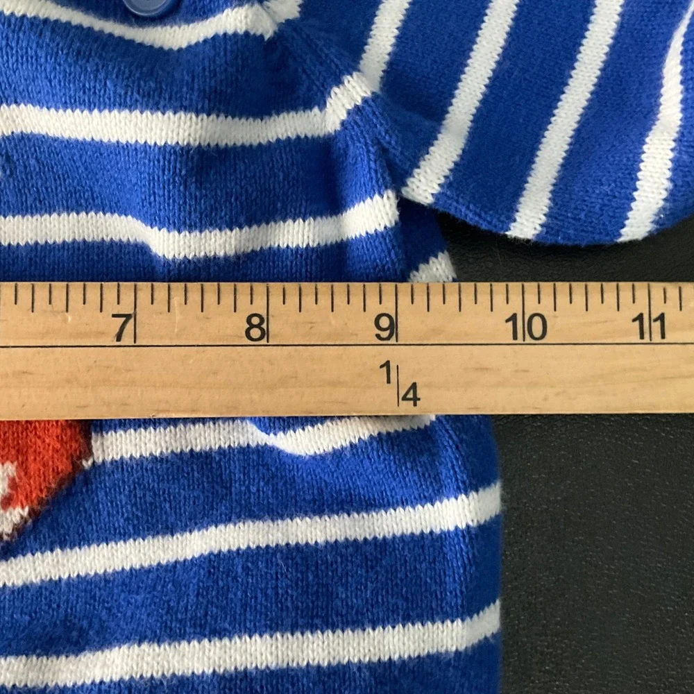 Gymboree Sweater Baby 6-12 Months Blue Cotton Striped Fox Pullover Classic